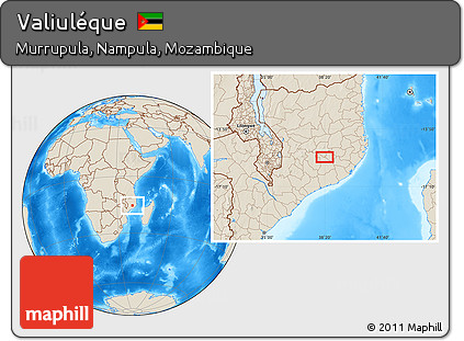 Shaded Relief Location Map of Valiuléque