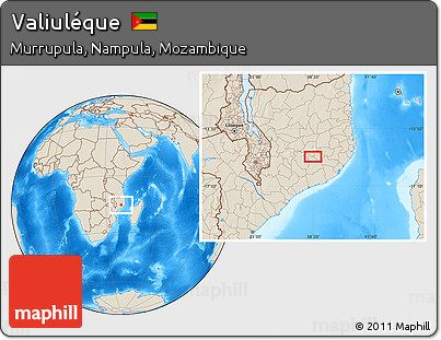 Shaded Relief Location Map of Valiuléque