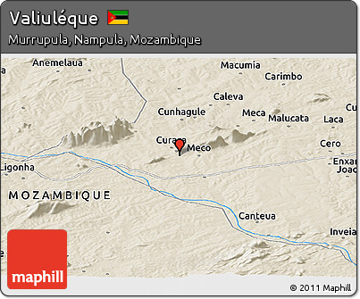 Shaded Relief Panoramic Map of Valiuléque