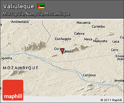 Shaded Relief Panoramic Map of Valiuléque