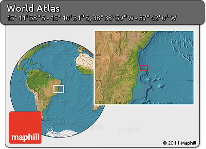 Satellite Location Map of the Area around 15° 27' 46" S, 38° 10' 29" W