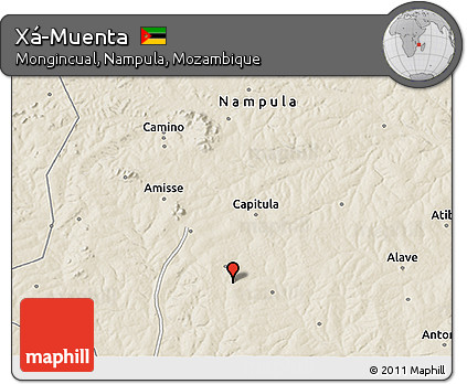 Shaded Relief 3D Map of Xá-Muenta