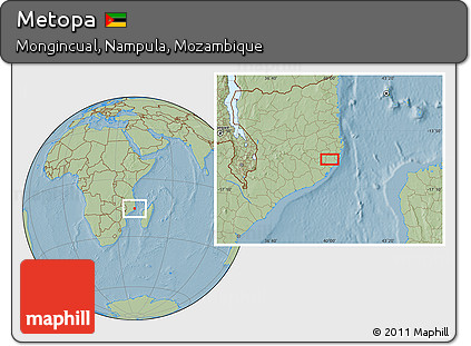 Savanna Style Location Map of Metopa, hill shading