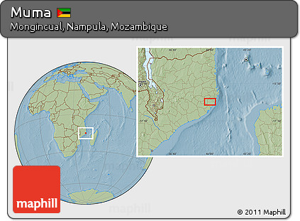 Savanna Style Location Map of Muma, hill shading