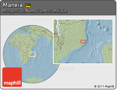 Savanna Style Location Map of Maneia, hill shading