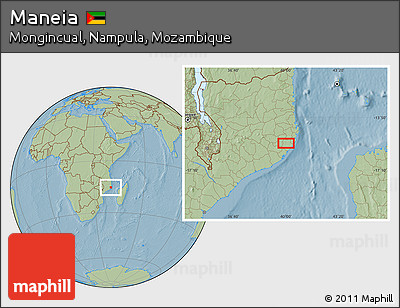 Savanna Style Location Map of Maneia, hill shading