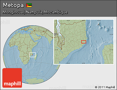 Savanna Style Location Map of Metopa, hill shading