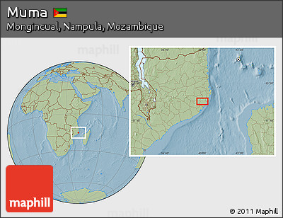 Savanna Style Location Map of Muma, hill shading