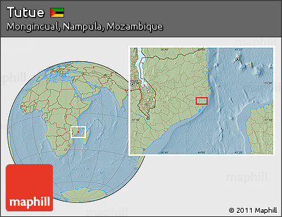 Savanna Style Location Map of Tutue, hill shading