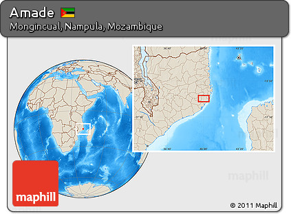 Shaded Relief Location Map of Amade
