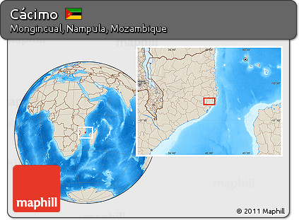 Shaded Relief Location Map of Cácimo