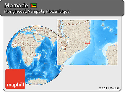 Shaded Relief Location Map of Momade