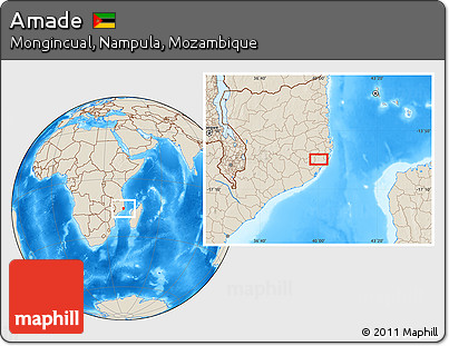 Shaded Relief Location Map of Amade