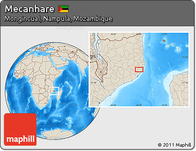 Shaded Relief Location Map of Mecanhare