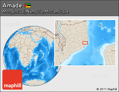 Shaded Relief Location Map of Amade