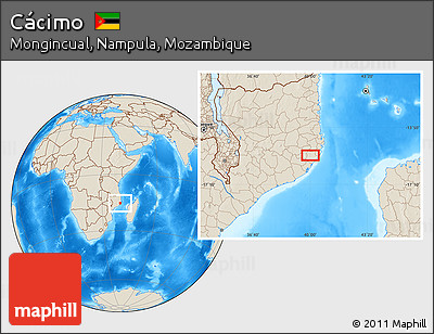 Shaded Relief Location Map of Cácimo