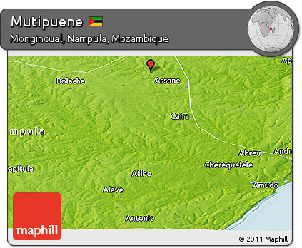 Physical Panoramic Map of Mutipuene