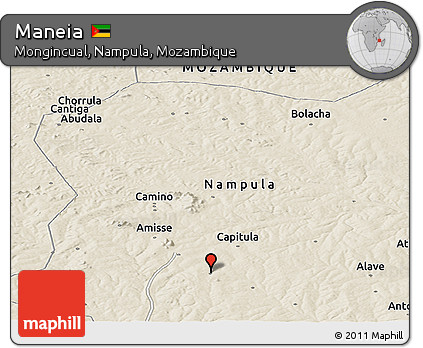 Shaded Relief Panoramic Map of Maneia