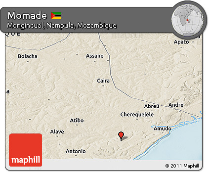 Shaded Relief Panoramic Map of Momade