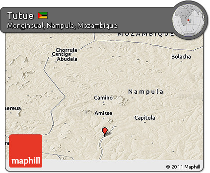 Shaded Relief Panoramic Map of Tutue