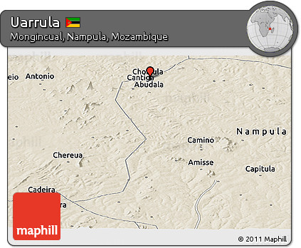 Shaded Relief Panoramic Map of Uarrula