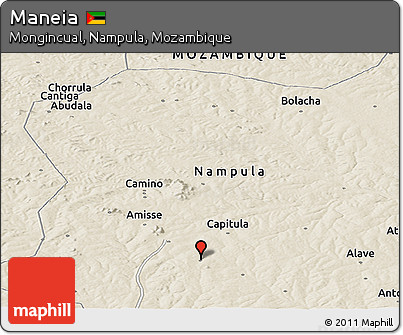 Shaded Relief Panoramic Map of Maneia