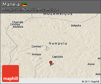 Shaded Relief Panoramic Map of Maneia
