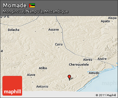 Shaded Relief Panoramic Map of Momade