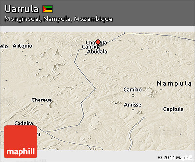 Shaded Relief Panoramic Map of Uarrula