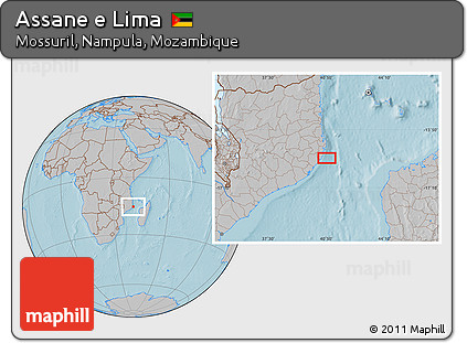 Gray Location Map of Assane E Lima, hill shading