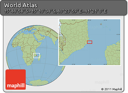 Savanna Style Location Map of the Area around 15° 27' 46" S, 40° 52' 30" E
