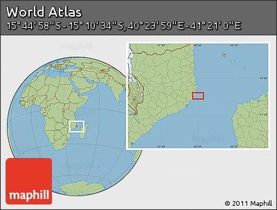 Savanna Style Location Map of the Area around 15° 27' 46" S, 40° 52' 30" E