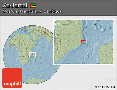 Savanna Style Location Map of Xa-Jamal, hill shading