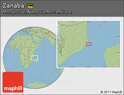Savanna Style Location Map of Zanaba