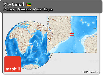 Shaded Relief Location Map of Xa-Jamal