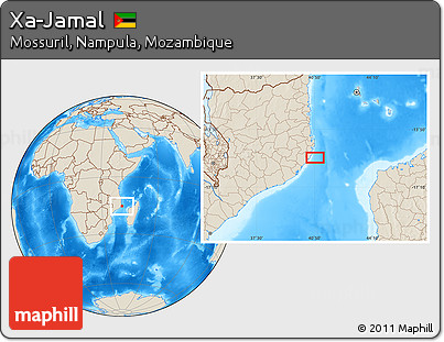 Shaded Relief Location Map of Xa-Jamal