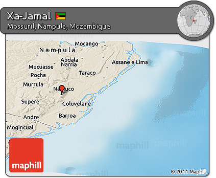 Shaded Relief Panoramic Map of Xa-Jamal