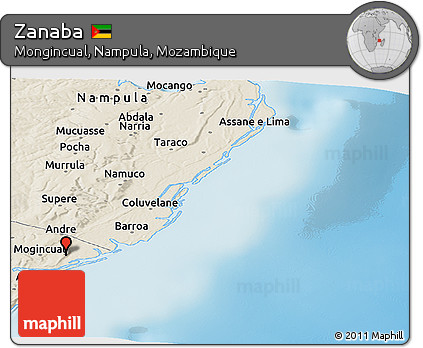 Shaded Relief Panoramic Map of Zanaba
