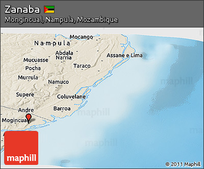 Shaded Relief Panoramic Map of Zanaba