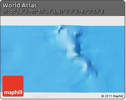 Political 3D Map of the Area around 15° 27' 46" S, 42° 34' 30" E