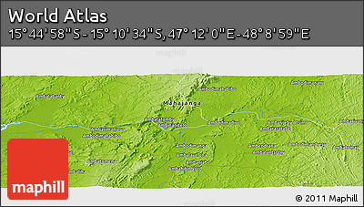Physical Panoramic Map of the Area around 15° 27' 46" S, 47° 40' 29" E