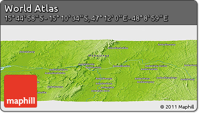 Physical Panoramic Map of the Area around 15° 27' 46" S, 47° 40' 29" E