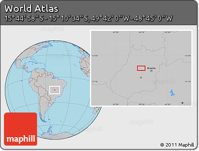 Gray Location Map of the Area around 15° 27' 46" S, 49° 13' 30" W