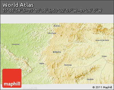 Physical 3D Map of the Area around 15° 27' 46" S, 50° 4' 30" W