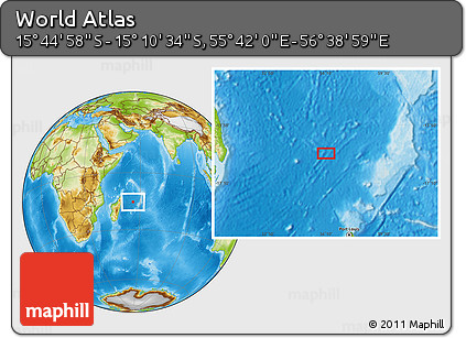 Physical Location Map of the Area around 15° 27' 46" S, 56° 10' 29" E