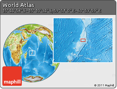 Physical Location Map of the Area around 15° 27' 46" S, 60° 25' 29" E