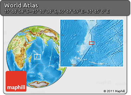 Physical Location Map of the Area around 15° 27' 46" S, 61° 16' 29" E