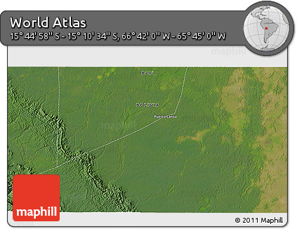 Satellite 3D Map of the Area around 15° 27' 46" S, 66° 13' 29" W