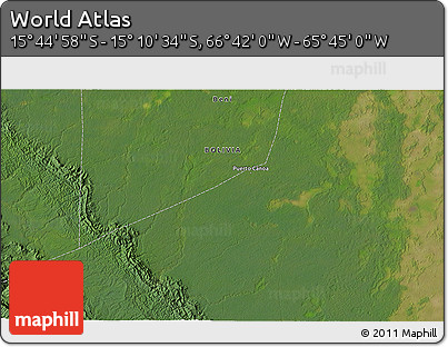Satellite 3D Map of the Area around 15° 27' 46" S, 66° 13' 29" W