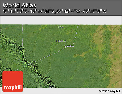 Satellite 3D Map of the Area around 15° 27' 46" S, 66° 13' 29" W